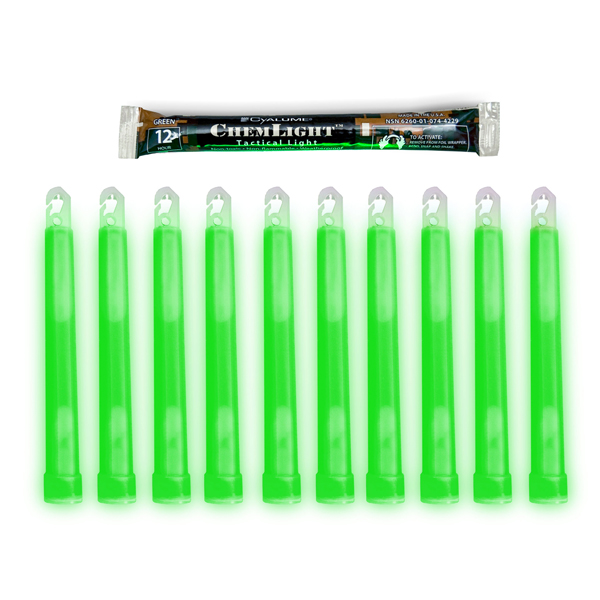 Mayday 12 Hour Light Sticks 6 - Green - 50 Pack - CERT Kits Supplies
