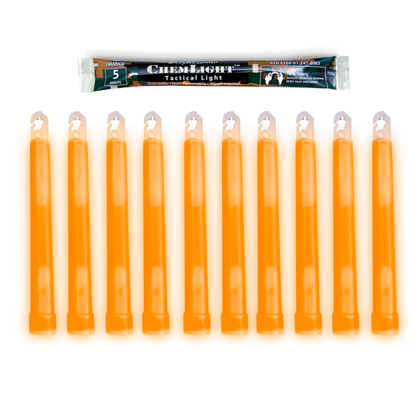 3 ChemLight Super High Intensity Tactical Lights Orange NSN:6260-01-247-0363